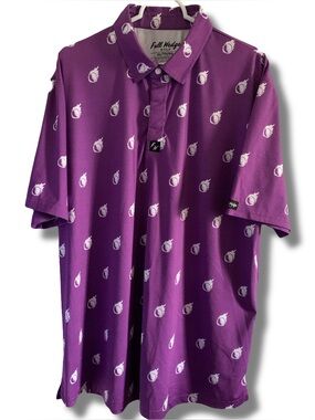 Full Wedge Golf Polo Meteorite Pattern Shirt Purple Size XL